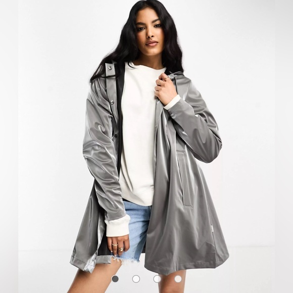 RAINS NWT 18050 A-line rain jacket in metallic gray - Picture 3 of 5